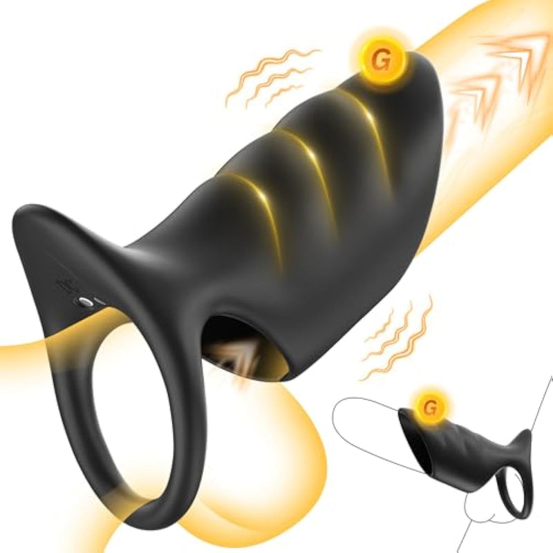 Vibrating Cock Ring Penis Sleeve Vibrator, 10 Vibrations Penis Extender Adult Sex Toys For Men Penis Testicles G Spot Stimulation Penis Ring Vibrator, Couples Sex Toys Male Erection Female Pleasure