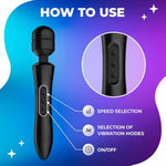 Vibrating Adult Toys Wand Massager Vibrator, Quiet, High Power & Waterproof, Vibration Clitoris Stimulation, Adult Sex Toys (Black)