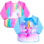 Kids Art Smock Waterproof Artist Painting Aprons Long Sleeve with 3 Pockets for 2-7 Years