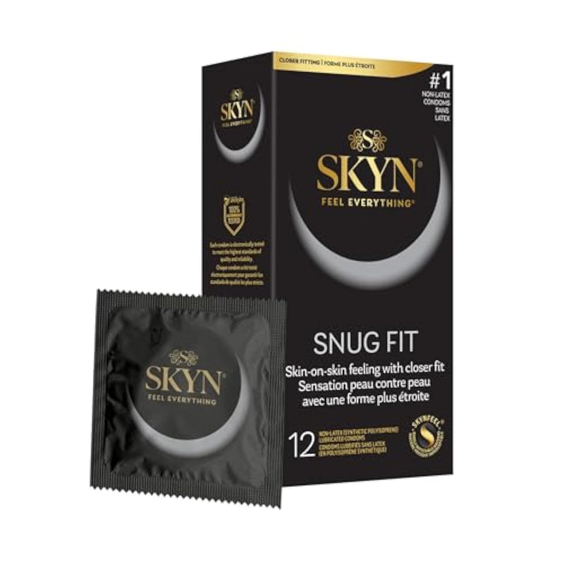 Snug Fit Condoms - 12 Count - Lubricated Latex-Free Condoms, Skin-On-Skin Feeling With Closer Fit