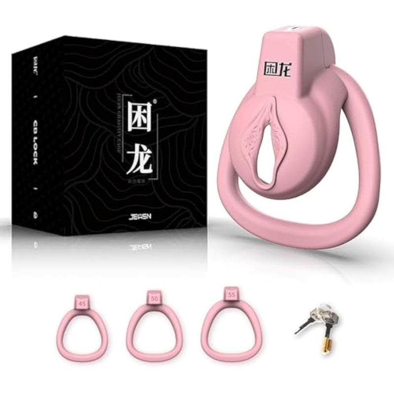 Chastity Cage Male Chastity Devices With 3 Sizes Ring Flat Cock Cage Penis Cage Adult Toys Male Sex Toys(Butterfly)