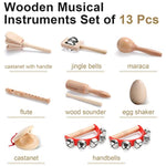 Toddler Musical Instruments Set 13 Pcs Montessori Wooden Percussion Instruments With Drum Preschool Educational Baby Early Learning Music Toys Set For Little Boys Girls Kids Children Gifts