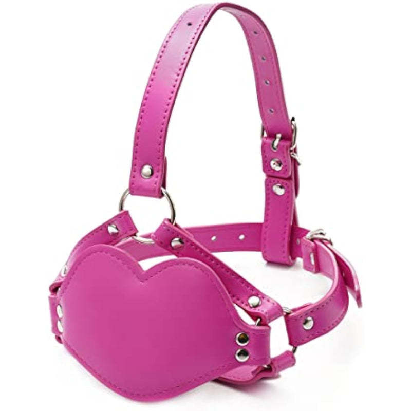 Leather Bondage With Silicone Dildo Mouth Gag Adjustable Head Bdsm Fetish Slave Restraints Stimulating For Men Women Couple(Pink)