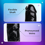 Dildo 8.3 Inch Realistic Silicone Dildo Adult Sex Toys For Women Body-Safe Material Curved Shaft And Balls Lifelike Flexible Men Penis (Black)