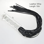 Bdsms Restraints Kit Leather Bondage Mask Leather Whip With Glass Pleasure Wand For Fetish Sex Game