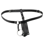 Women's Adjustable Leather Chastity Belt for Couples - Sexy Thong Design with Three Openings, Perfect for Role-Play and Adventurous Experiences
