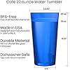 Cafe Plastic Reusable Tumblers (Set of 16) 20-ounce Water Cups Coastal Colors | Restaurant Style Drinking Glasses Value Set, Stackable, BPA-free, Made in the USA | Top-rack Dishwasher Safe