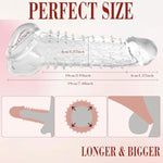 Penis Enlargement Sleeve Cock Sleeves - Penis Extender Enlarger Reusable Textured Sheath Adult Sex Toys Elastic Cock Ring Girth Enhancer For Men Female Couple Pleasure