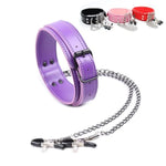 Nipple Clamps and Neck Collar for Women's Pleasure - Bondage Restraints for Adult Sm Toys