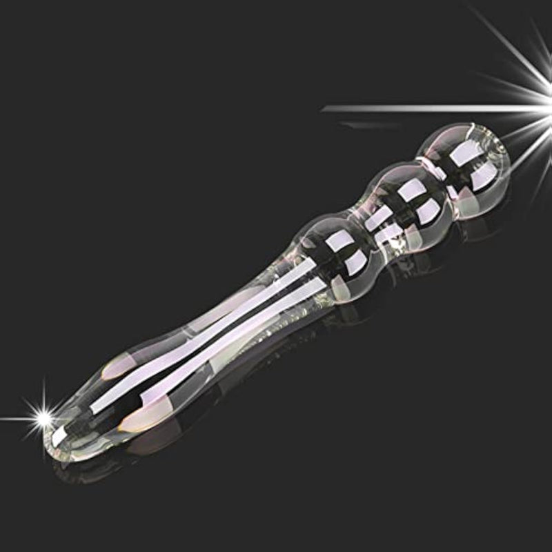 Glass Bead Anal Butt Plug?Crystal Double-Ended Penis Dildo G-Spot Pleasure Anal Butt Plug Stimulator Beginner