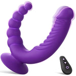 Double Dildo Lesbian Toys - Sex Toy Double Sided Dildos G Spot Suction Cup Vibrator With Anal Beads & 10 Vibrating Modes, Adult Toys Vibrators With Remote Control For Womens Couples Games