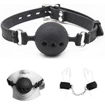 Mouth Ball Breathable Gag - Handcuffs Erotic Sex Toys Set Bondage Slave Ball Gag Erotic Sex Toys For Adult Fetish Lover