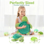 5 Pieces Turtle Stuffed Animals - 1 Mommy Stuffed Turtle With 4 Babies - Tortoise Gifts For Girls Age 3-8, Tortoise Plush Toys For Christmas, Valentine'S, Birthday Gifts