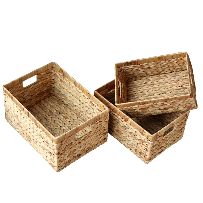 Water Hyacinth Wicker Baskets For Organizing, Rectangular Wicker Baskets With Bu