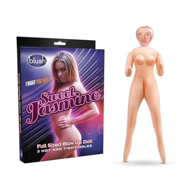 Blush X5 Men Sweet Jasmine 5'3" Life-Size Inflatable Sex Doll, 3 Penetrable Holes, Realistic Pvc Oral, Anal & Vaginal Stroker, Double Trouble Masturbator Compatible Doll Adult Sex Toy For Men -(Beige)