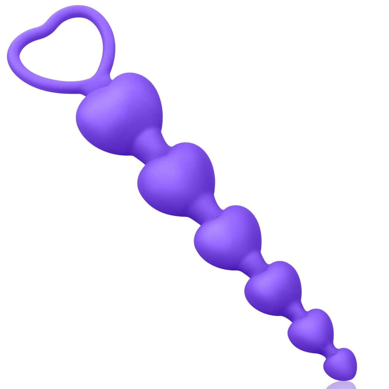 Anal Beads Butt Plug Silicone 6 Heart Ball Anal Chain Link With Safe Pull Ring Anal Adult Sex Toy For Men Women Couple Play
