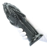 Realistic Hand Dildo Butt Plug - Two in One Hand Dildo with Stimulation Beads - Huge Anal Plug with Suction Cup for Hand Free Play - Anal Trainer Anus Dilator Prostate Massage for Men Women (Black)