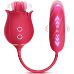 Dildo Vibrator Rose Sex Toys - 3-In-1 Thrusting Vibrators For Women Adult Sex Toys With 9 Licking & Vibrating & Thrusting Modes For Clit Nipple Anal Vibrater For Couples Men Female