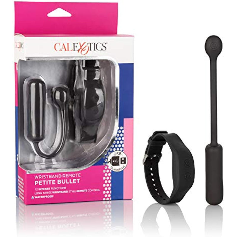 Wristband Remote Petite Bullet Vibrator, Waterproof Silicone 12-Function Simulator Adult Couple Sex Toy Black Se-0077-25-3