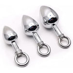 Metal Anchor Anal Plug Set Stainless Steel Bullet Pull Ring Anal Plug Sex Toys For Couple