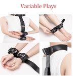 Pu Leather Collar And Counter Cuffs Alternative Sex Toys Erotic Products Couple Flirting Back Cuffs Adult Erotic Products – Wide Waist & Neck Harness With Secure Wrist Cuffs