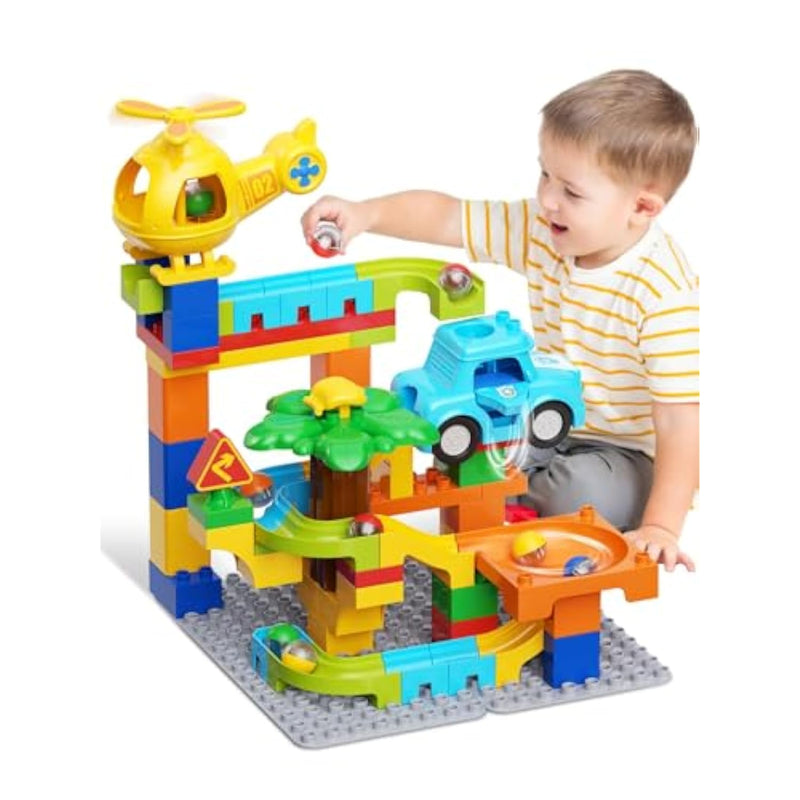 Marble Runs For Kids 4-8,Building Blocks Compatible With Major Brands, Birthday Toys Gifts For Ages 3 4 5+ Boys Girls?Toddler Education Montessori Learning Stem Toys Marble Runway Maze Track Set