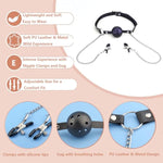 Ball Gag With Nipple Clamps, 4.5Cm Mouth Gag And Breast Clamps With Chains, Slave Restraints Ballgag For Couples Bedroom Play, Sm Bondage Sex Toys Flirt For Women Men Extreme Love (Black)