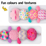 Infant Baby Musical Stuffed Animal Activity Soft Toys With Multi-Sensory Crinkle, Rattle And Textures, For Tummy Time Newborn 0-3-6-12 Months Girls, Caterpillar, Pink