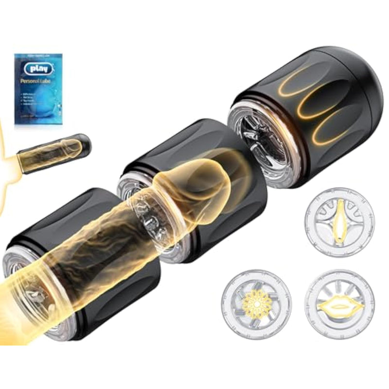 Male Masturbator Sex Toys For Men - Detachable 3 In 1 Blowjob Male Stroker, Manual Masturbator Pocket Pussies, 8.58" Open Double Lid Penis Training, 3D Realistic Upgraded Tpe Men Sex Toys