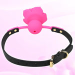 Silicone Mouth Gag With Adjustable Bondage Strap Breathable Hollow Flower Shape Ball Gag Sm Bondage Play Adult Sex Toy For Couples (Rose Red)