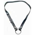 Artificial Leather Male Chastity Cage with Adjustable Auxiliary Belt and Cock Rings