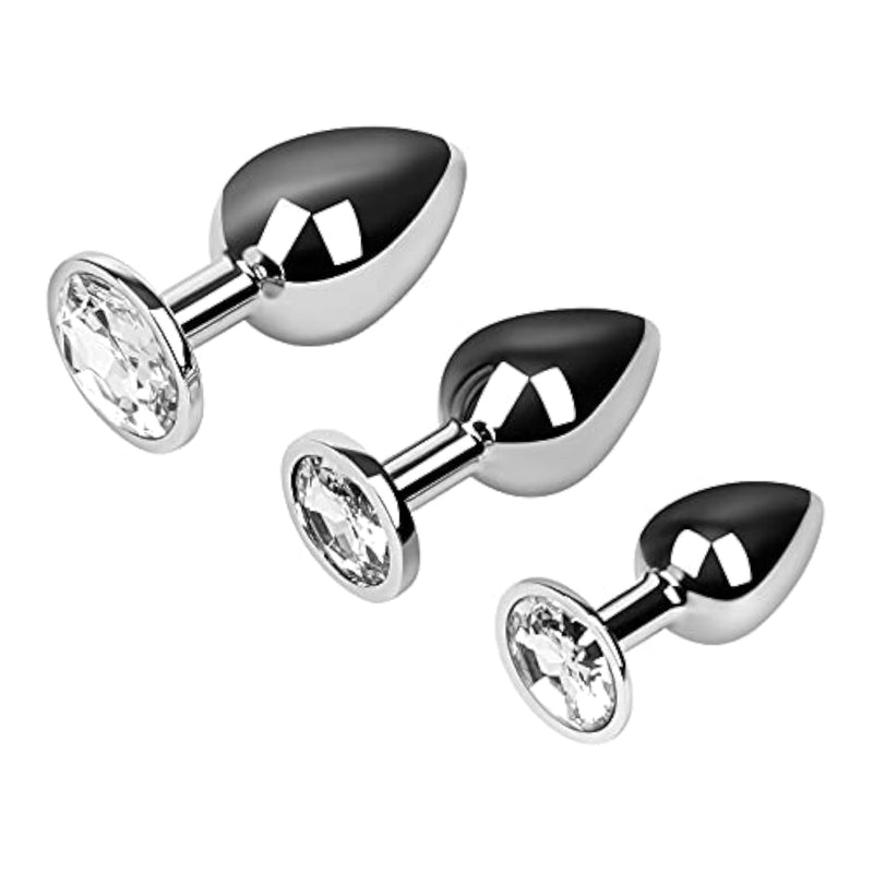 Crystal Anal Training Plug Set of 3 - Unique Jeweled Design, Aluminum Construction