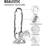 Lifelike Lover Luxe Realistic Dildo - 7.9 Inch Huge Silicone Dildo With Strong Suction Cup - Crystal Jelly Dildo - L Transparent