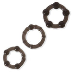 Triple Cock Ring Set - Stretchy Textured Penis Rings - Beginner Friendly & Waterproof - 3 Pack - Black