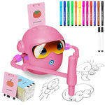 Kids Drawing Robot Kit with 100 Word Cards, 12 Color Pens & Voice Interactive Learning