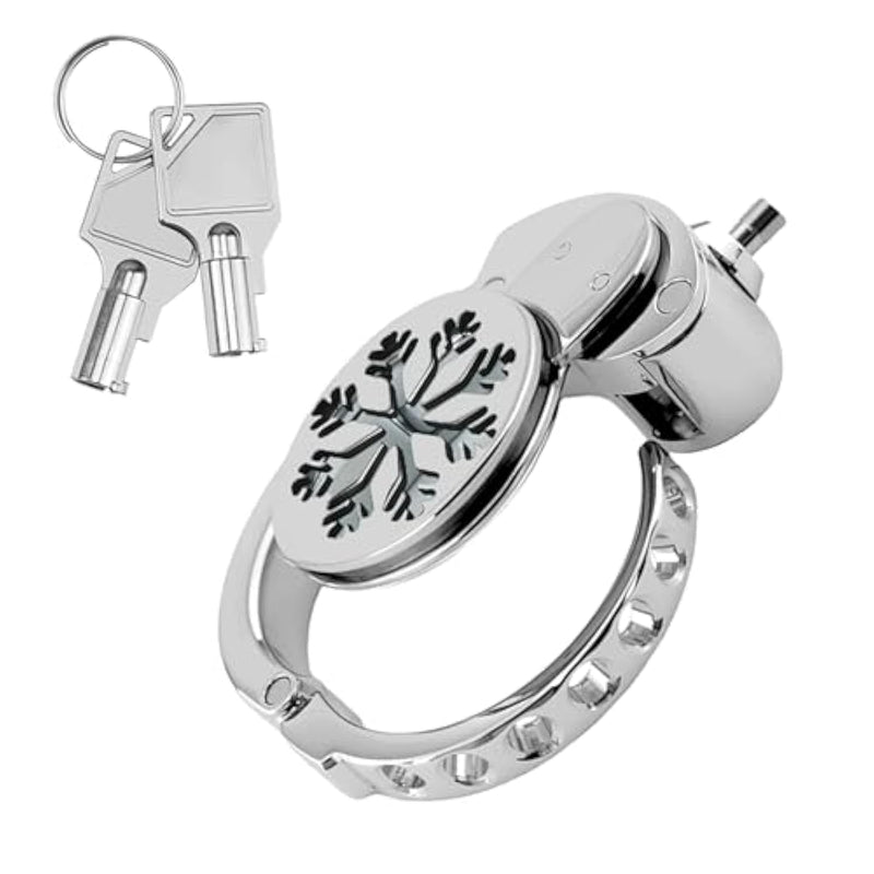 Men'S Chastity Lock Sex Toys With Adjustable Penis Ring, Stainless Steel Chastity Cage With Hollow Patterns, Male Chastity Device For Men Bdsm Slave Bondage (Snowflake)