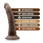 Blush Dr. Skin 7.5" Realistic Slim Dildo, Vaginal Or Anal Play Long Cock - Suction Cup, Strap-On Compatible, Beginners Pegging & Roleplay - Lifelike Adult Sex Toy For Women, Men, Couples - (Chocolate)