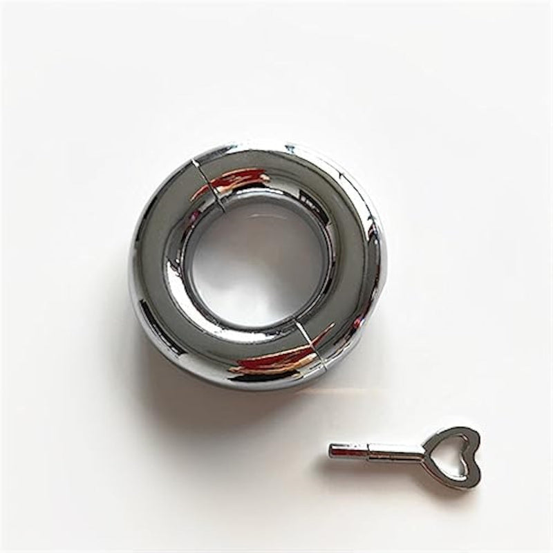 Heavy Stainless Steel Male Penis Ring Metal Smooth Bondage Rooster Ring With Key(28Mm)