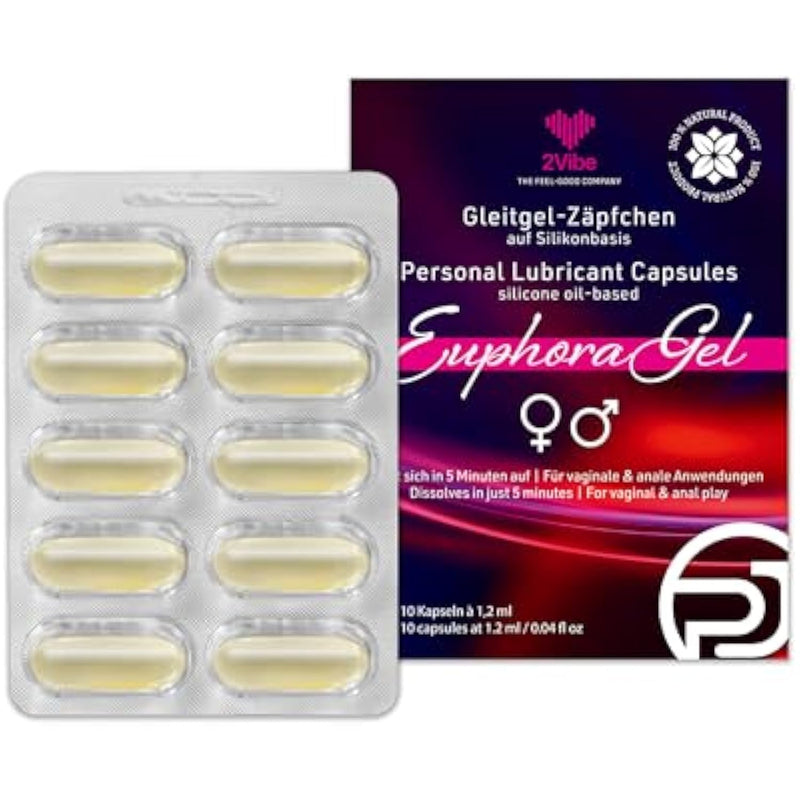 Euphoragel - Personal Lubricant Suppositories In Discrete Capsule Form - Premium Sexual Enhancement - Silicone Based (10 X 1.2 Ml)
