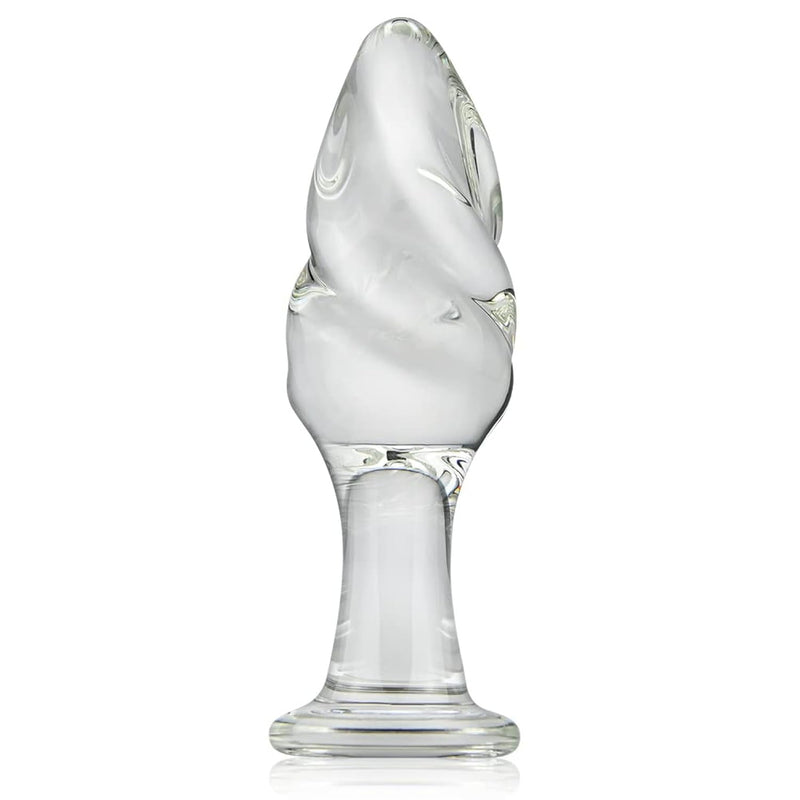 Glass Anal Butt Plug, Transparent Crystal G-Spot Massager Vaginal Stimulation Sex Toys For Women Men Beginners (L)
