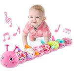 Baby Toys Musical Caterpillar,Infant Stuffed Animal Toy With Crinkle And Rattles,Soft Sensory Toys With Textures For Tummy Time Newborn Boys Girls 0 3 6 12 Months(Pink)