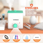 Upgraded Menstrual Cups Sterilizer Menstrual Disc Steamer, 2 in 1 Boiling & Steaming Modes, One-Click Knob Timer Auto Off, with 1 Cleaning Brush & 1 Heat Resistant Clip(Green)