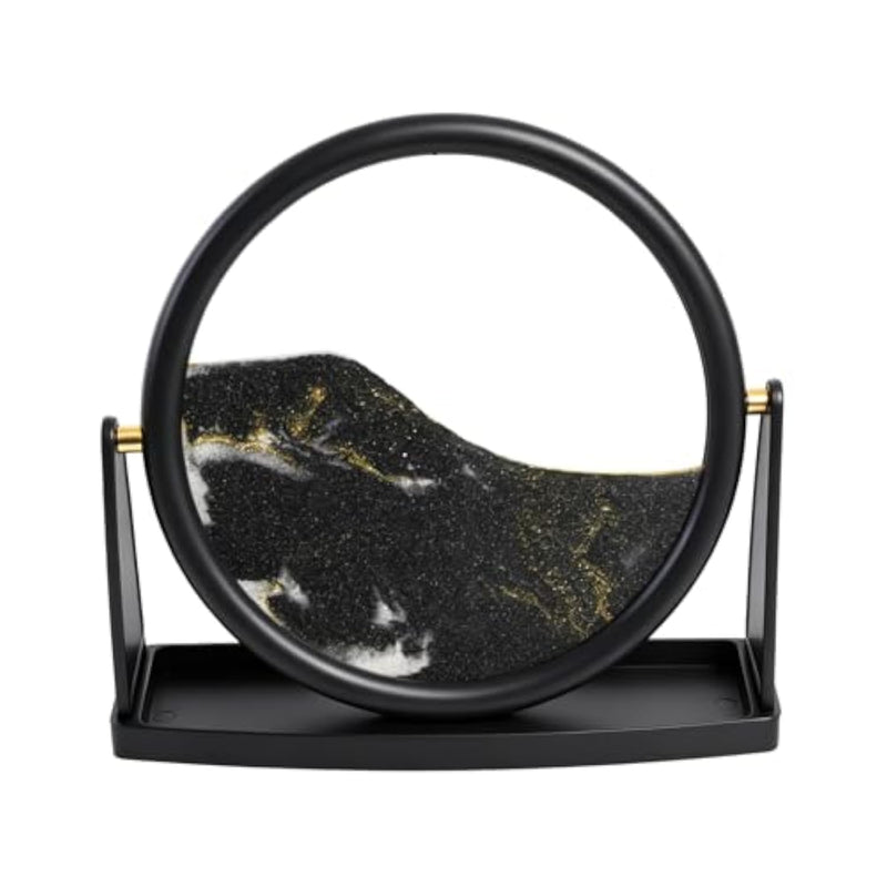 10 Inch 3D Moving Sand Art Picture, Round Glass Desk Decor for Stress Relief