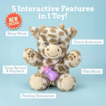 Interactive Stuffed Animal Giraffe, Talking Plush Toy With Music, Voice Recording, Touch & Feeding Simulation, Singing Stuffed Animal With Blinking Eyes, Bottle Accessory & Sleep Mode For Kids