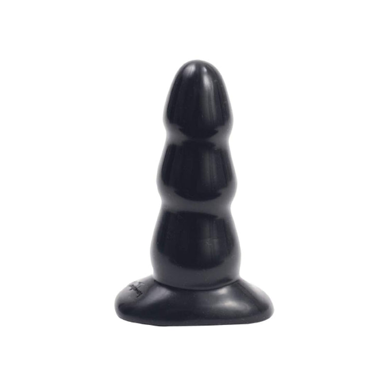 Triple Ripple Butt Plug - Medium - 4.25 In. Long And 1.6 In. Wide - Gradually Widens - Sturdy Flared Base - Anal Toy - Black