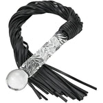 Fetish Leather Whip With Glass Pleasure Wand With Ball Tip - Sex Toy For Sm Or Anal Sex/Masturbation