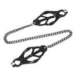 Black Nipple Clamps With Chain Clip On Metal Finish Clamp Set For Nipples Extured Rubber Padded Tips Non Piercing Nipple Rings For Adults Couple Role Play Game