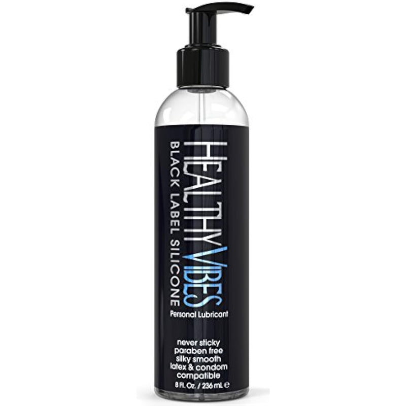 Black Label Silicone Based Personal Lubricant- Lasts Long & Easy To Clean, Water Resistant Lube, Lubricant For Privacy Safe For Most Skin Types- 8 Oz