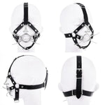 Arch Kit for Couples - Adjustable Open Mouth Metal Ring Gag with Nose Hook and Bondage Restraints
