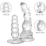 Monster Double Dildo,7.4 In Knot Dildo And 5.3 In Anal Beads,Clear Dildo With Strong Suction Cup,Adult Sex Toys For Women Men Lesbian